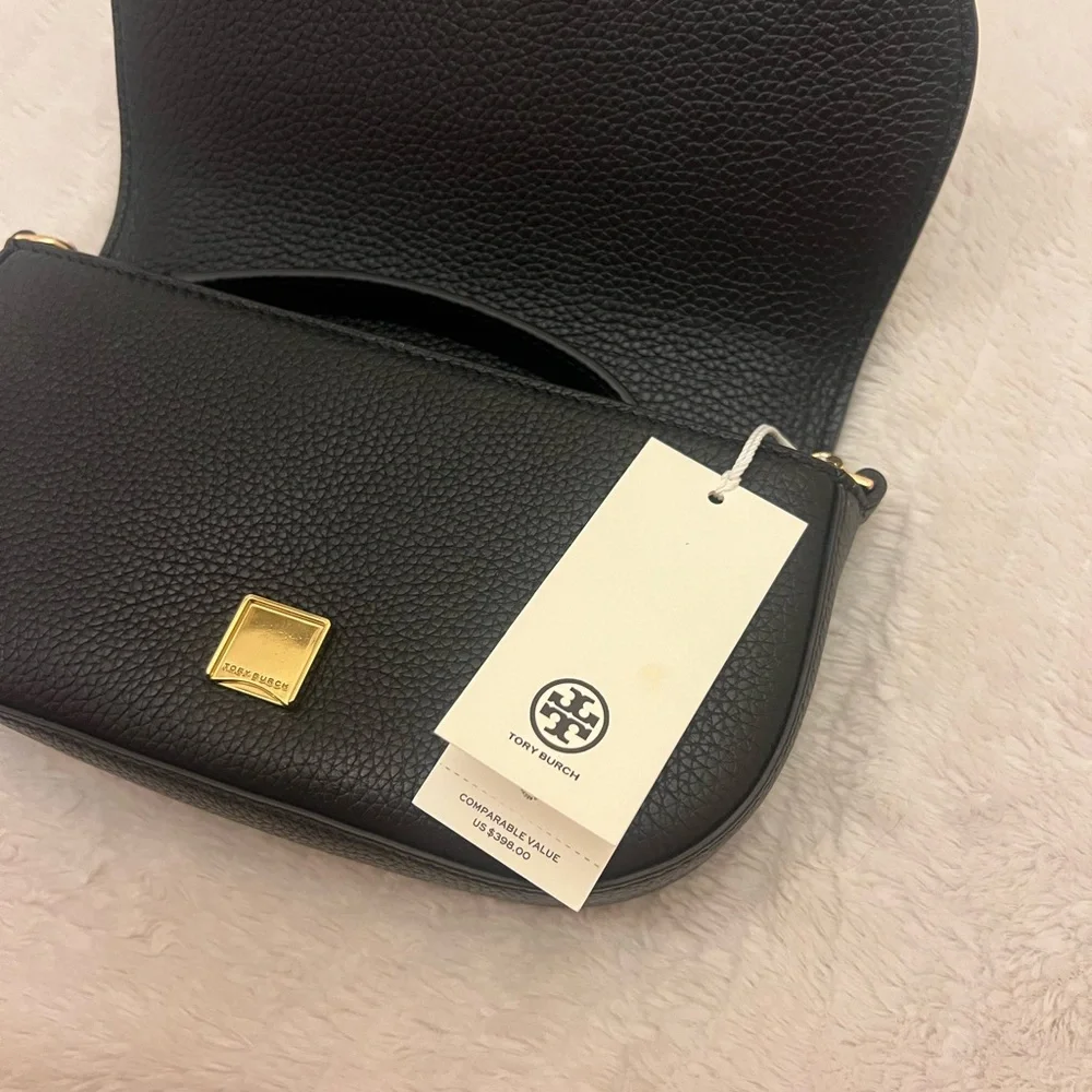 Tory Burch Chelsea Pebbled Black Crossbody Bag - Picture 3 of 5